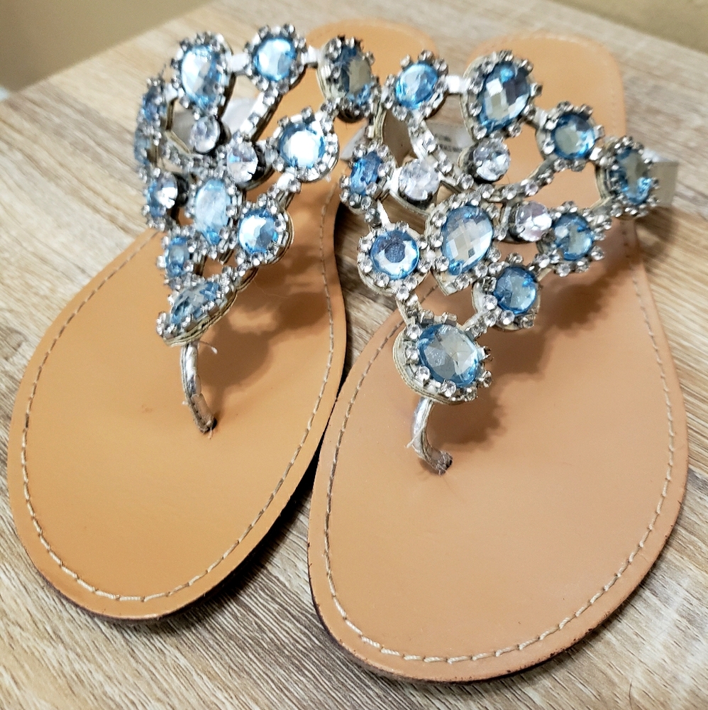 Women's jeweled thong sandals size 7.5